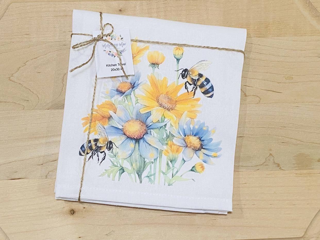 Floral Bee Kitchen Towel