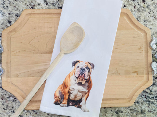 Sitting Bulldog Kitchen Towel