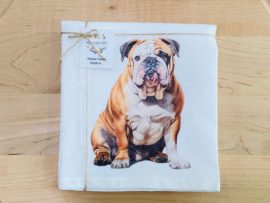 Sitting Bulldog Kitchen Towel