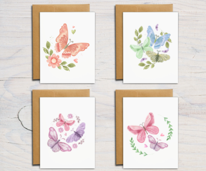 Assorted Butterfly Note Cards (Set of 12)