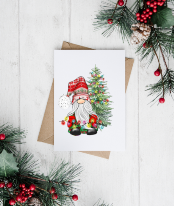 Christmas Tree Gnome Note Cards (Set of 12)