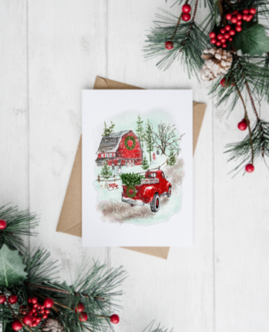 Christmas Truck Note Cards (Set of 12)