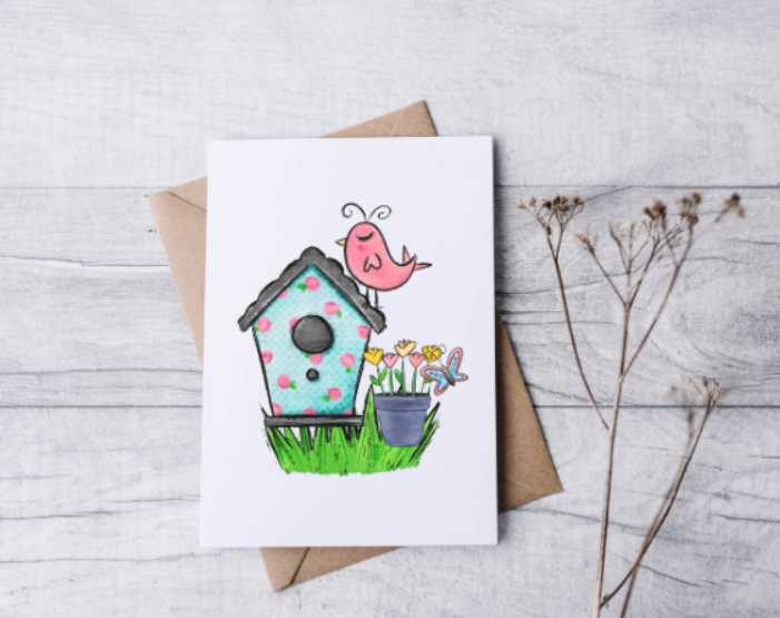 Colorful Birdhouse Note Cards (12 pack)