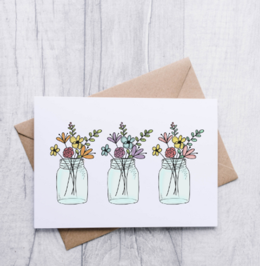 Floral Jar Trio Note Cards