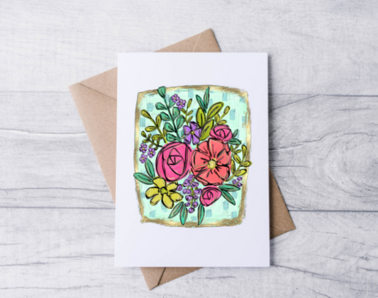 Gold Floral Note Cards