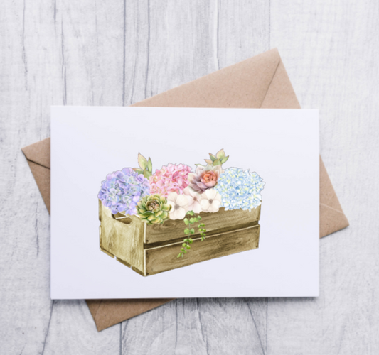 Hydrangea & Succulent Note Cards (12 pack)