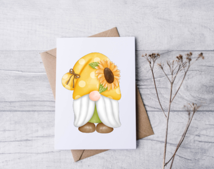 Sunflower Gnome Note Cards (12 pk)