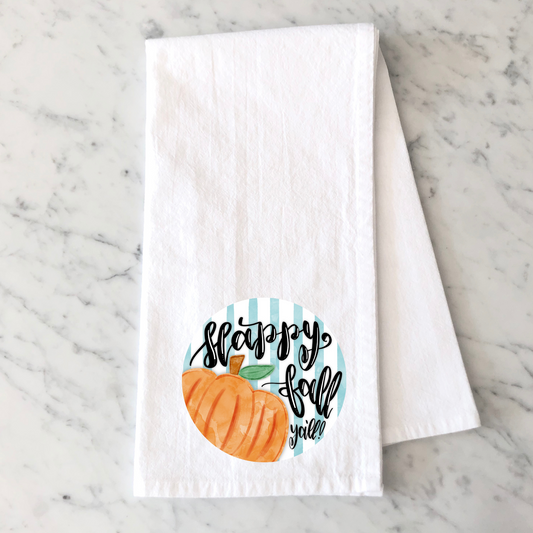 Round Happy Fall Kitchen Towel