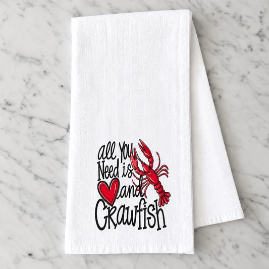 Love and Crawfish Kitchen Towel