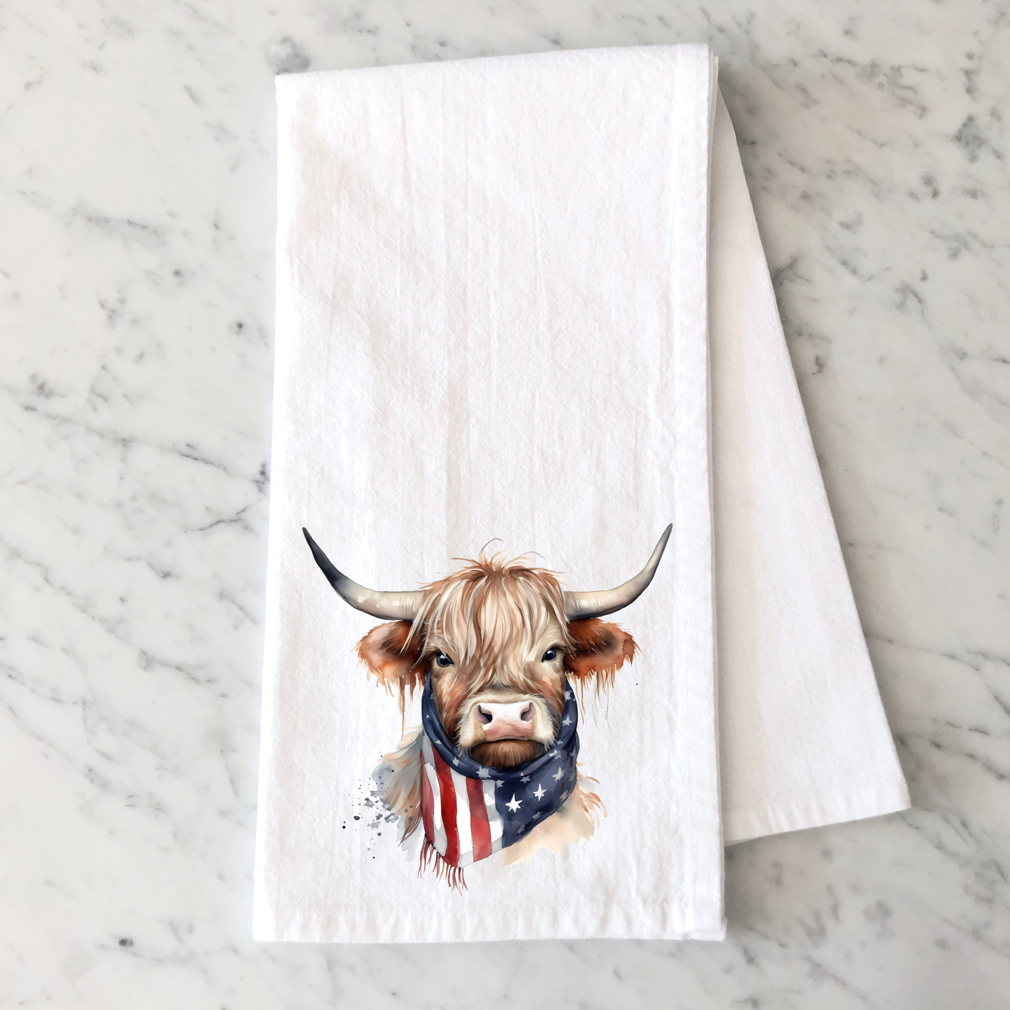 American Flag Highland Cow Towel