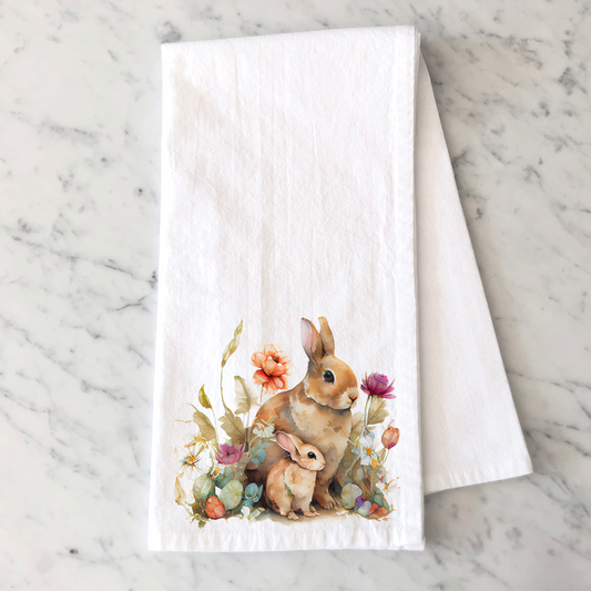 Floral Bunnies Kitchen Towel
