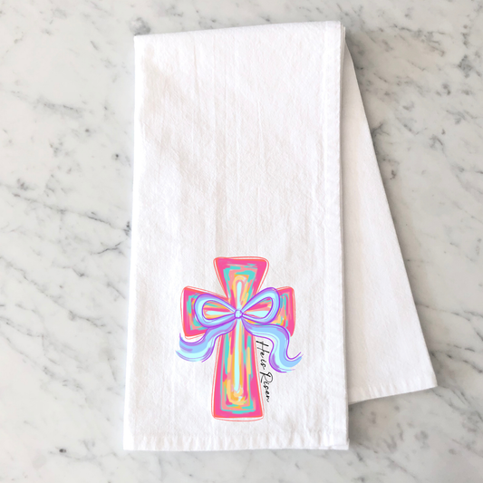 He is Risen Bow Kitchen Towel