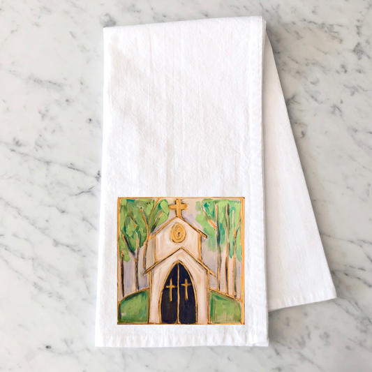 Gold Church Kitchen Towel