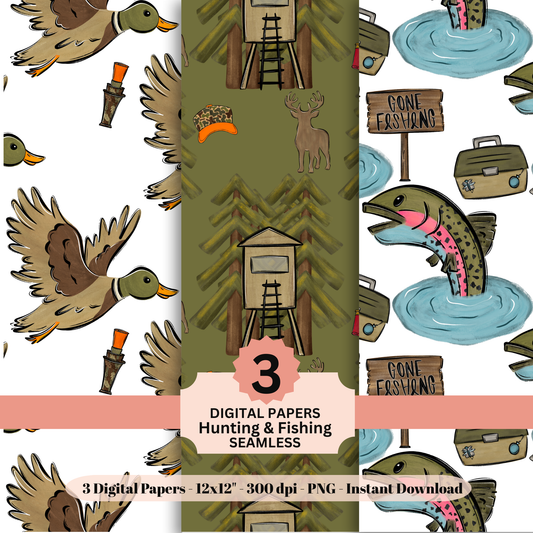 Hunting & Fishing Digital Paper Bundle