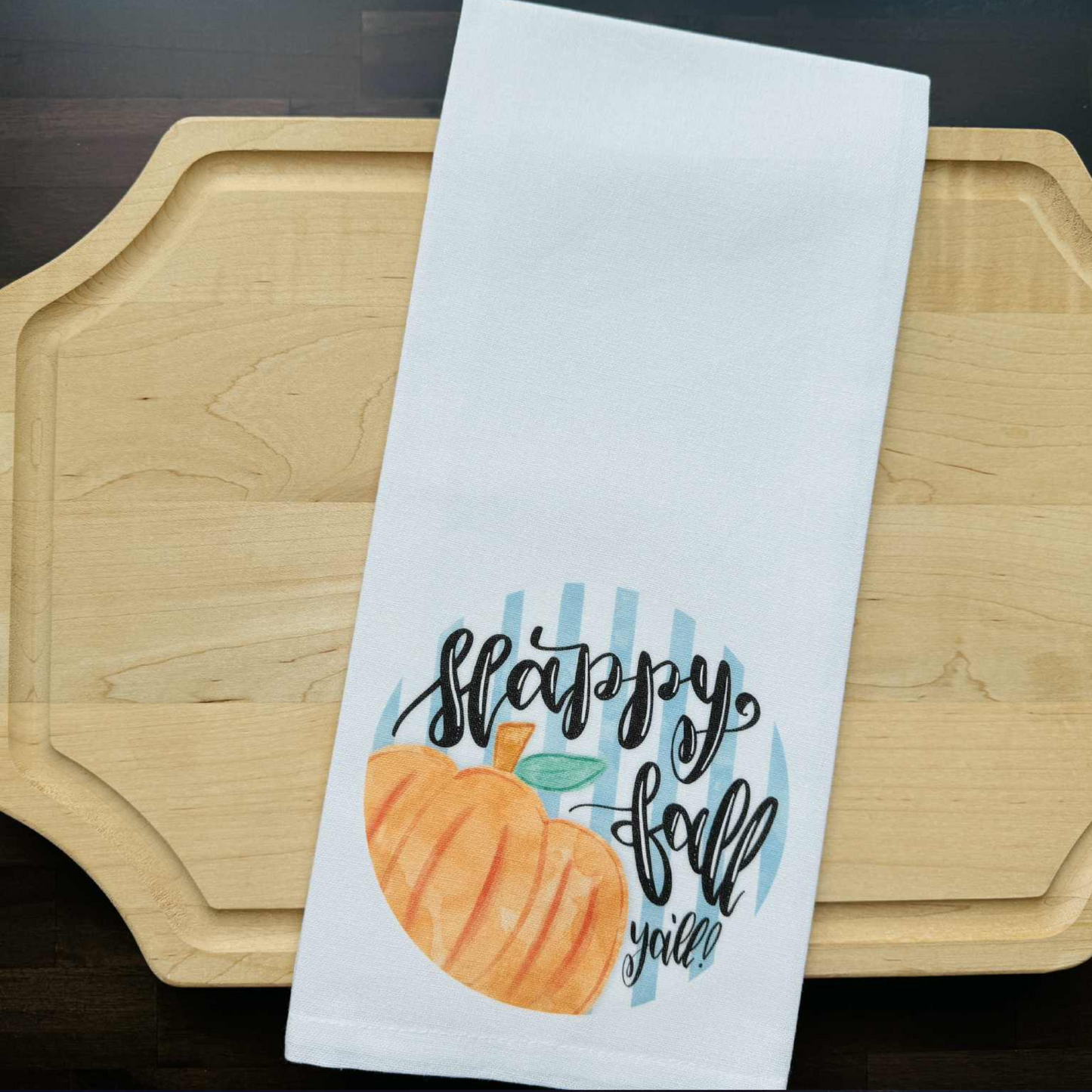 Round Happy Fall Kitchen Towel