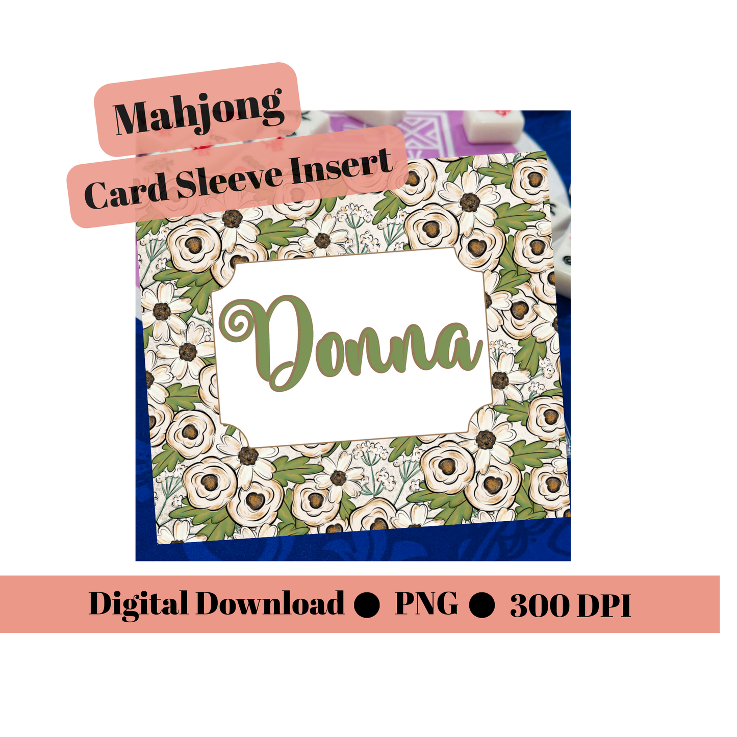 Editable Mahjong Name Card | Canva Template | Printable Sleeve Insert GrFL