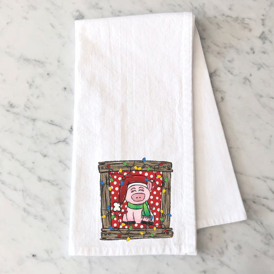 Christmas Pig Kitchen Towel