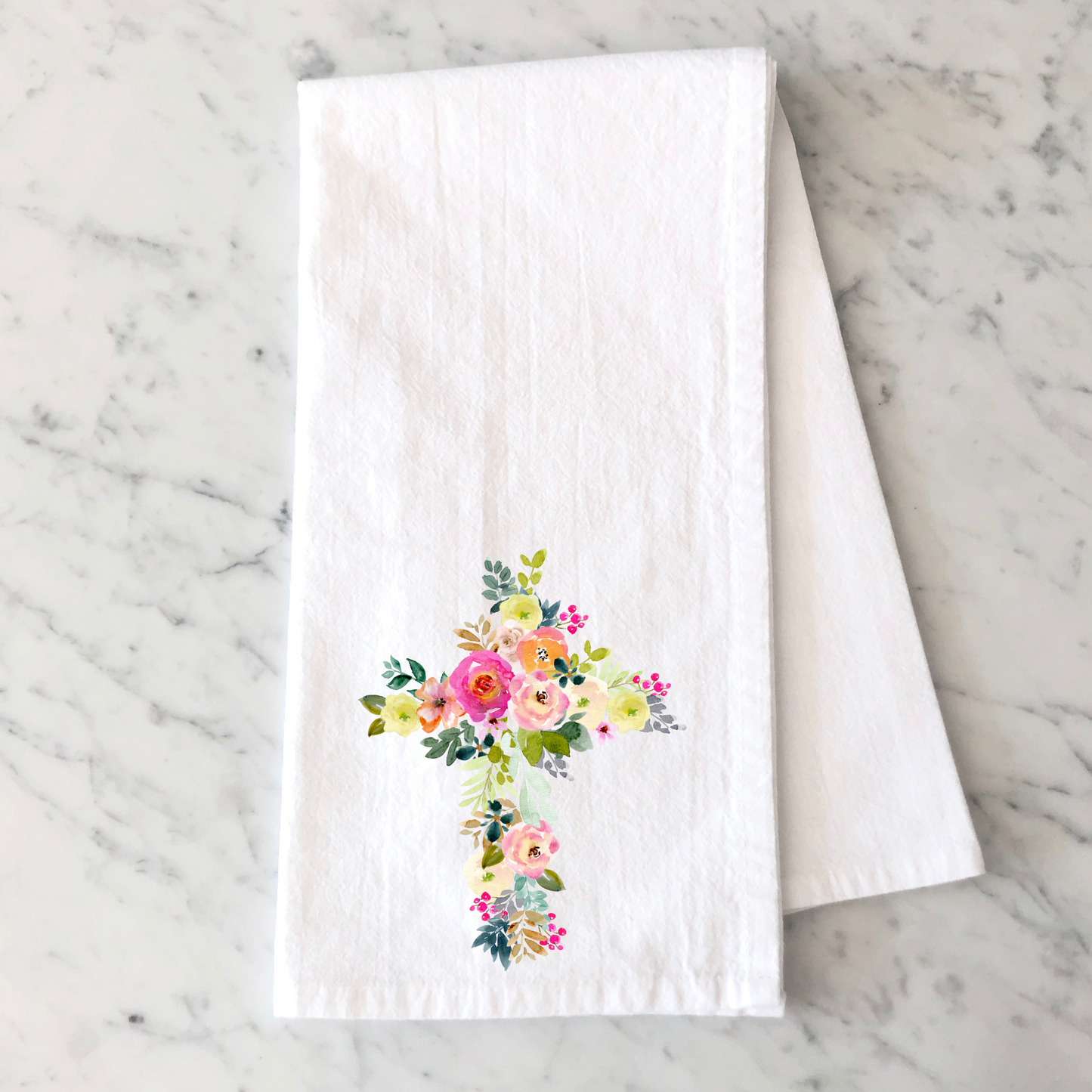 Floral Cross Kitchen Towel