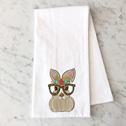 Bunny Wearing Glasses Kitchen Towel