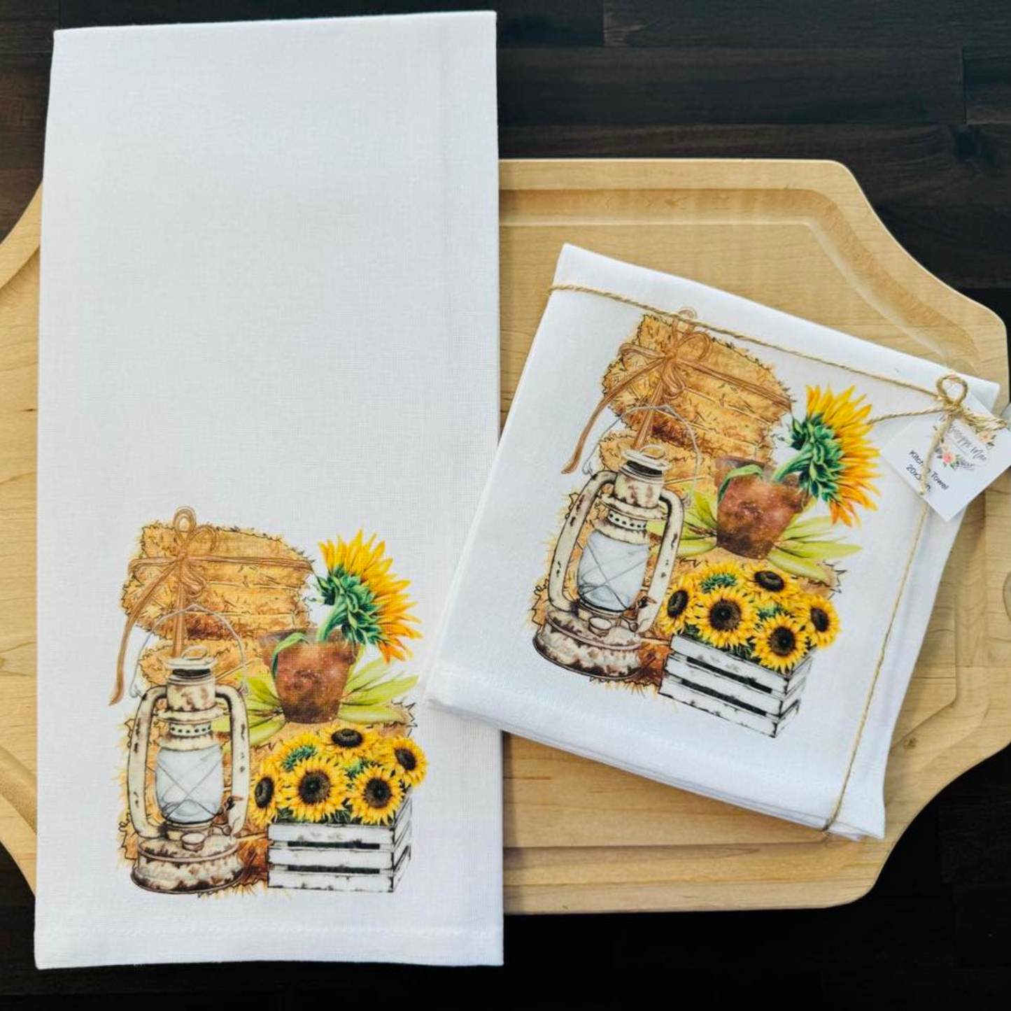 Sunflowers and Haybales Towel