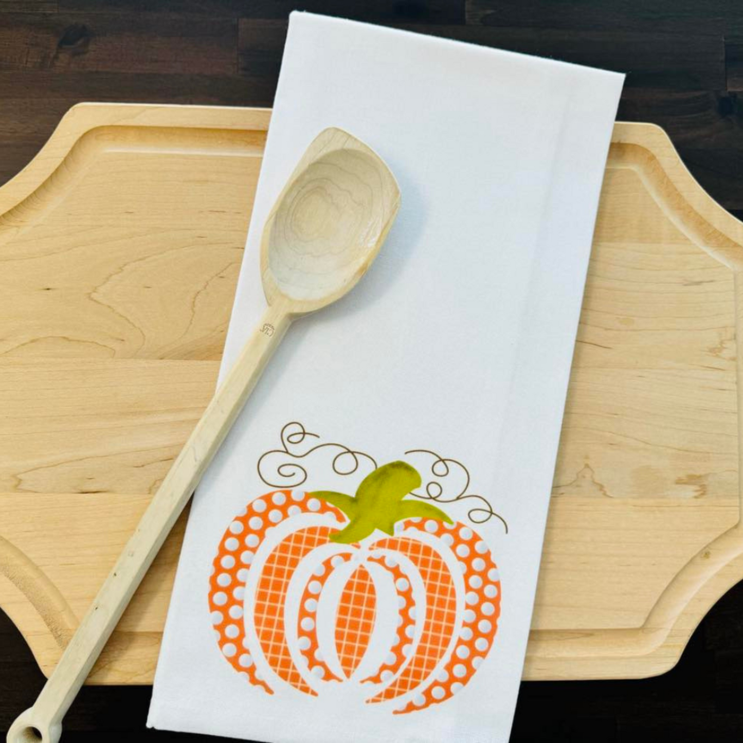 Polka Dot Pumpkin Kitchen Towel