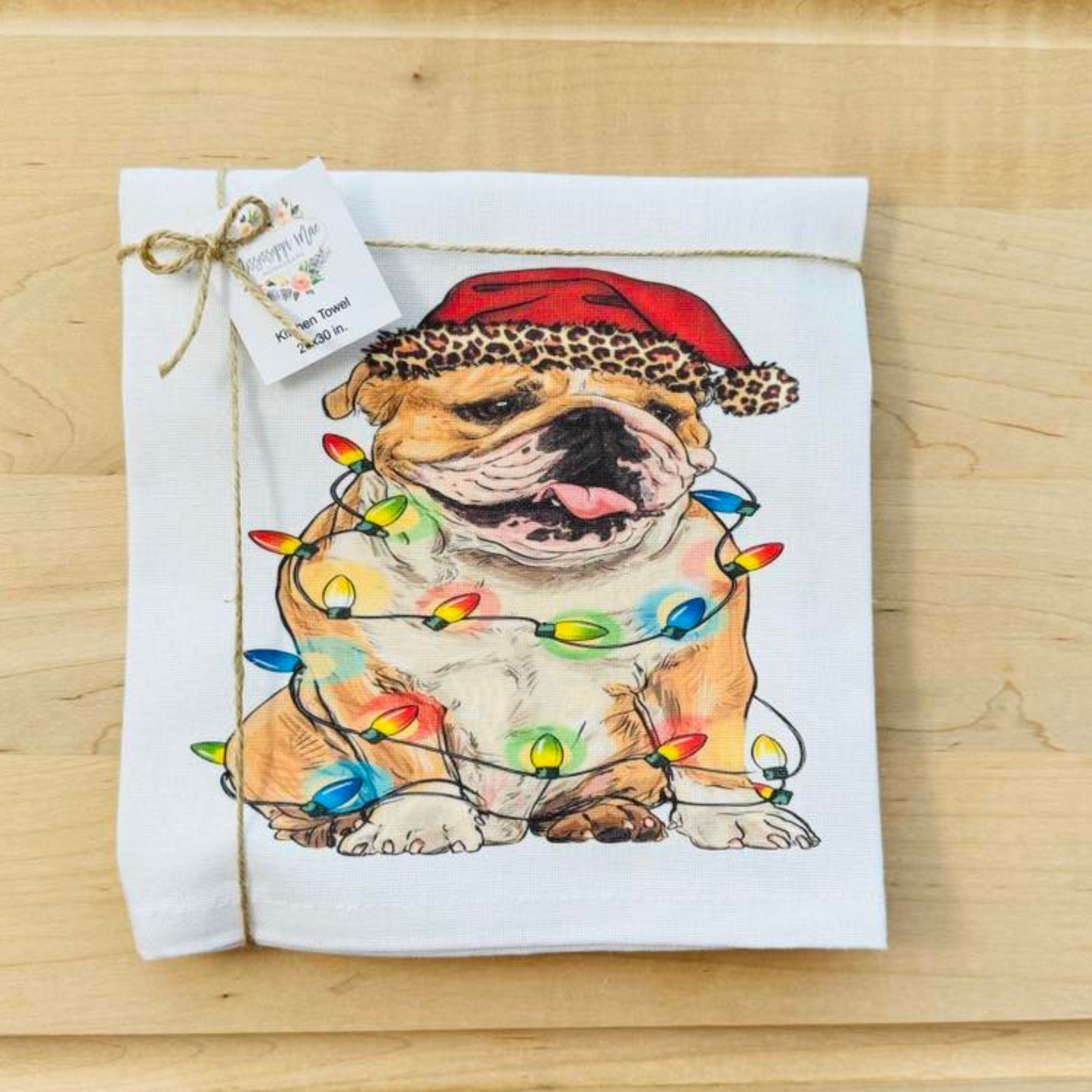 Christmas Bulldog Kitchen Towel