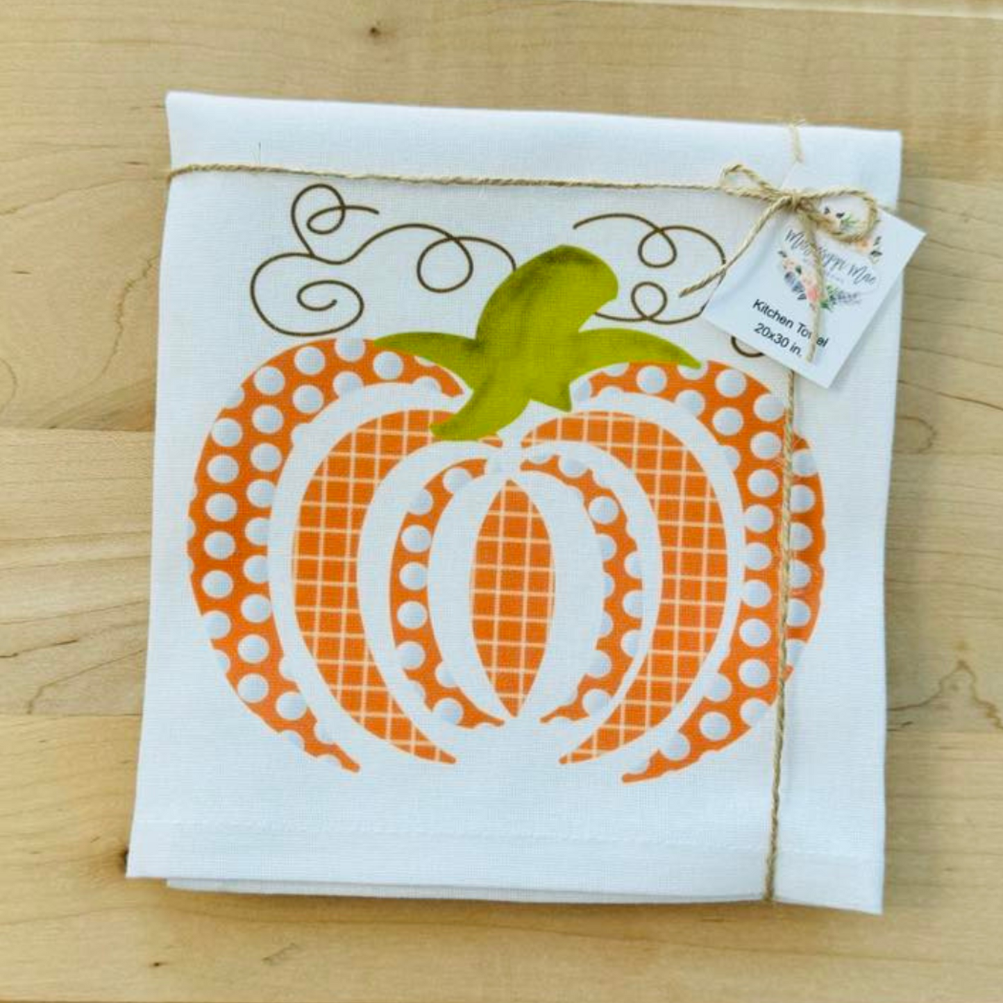 Polka Dot Pumpkin Kitchen Towel