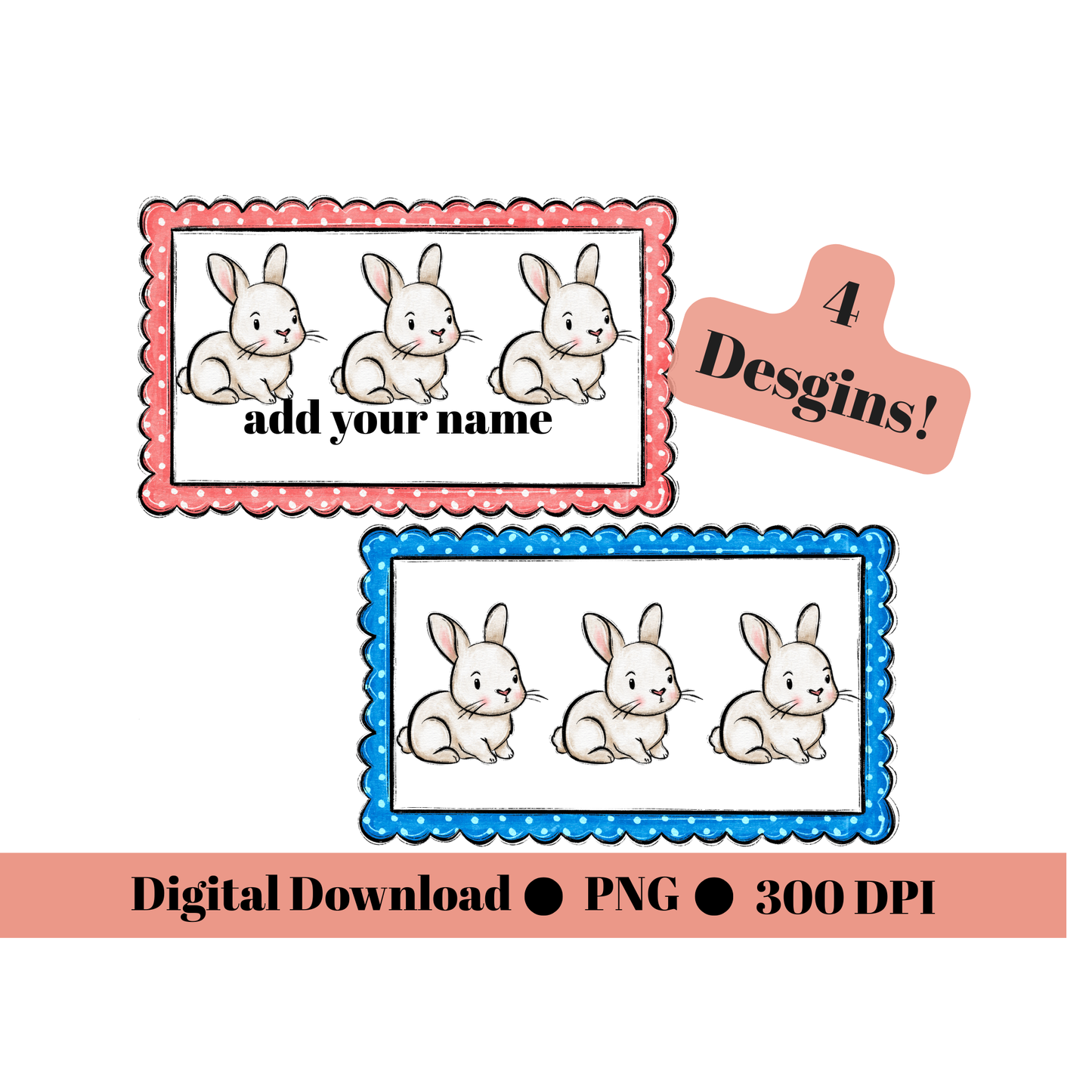 Personalized Easter Bunny PNG Set