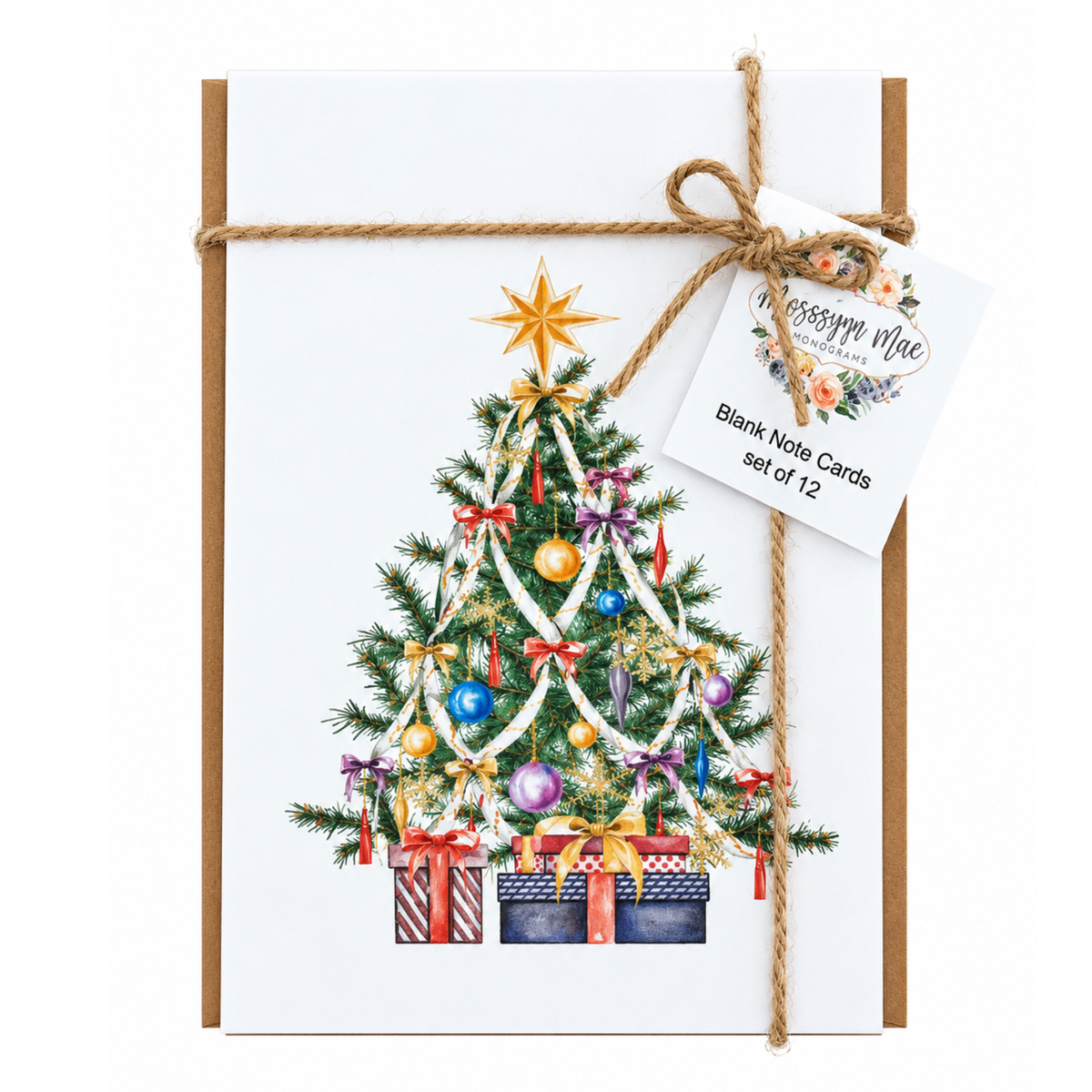 Pretty Christmas Tree Note Cards (Set of 12)