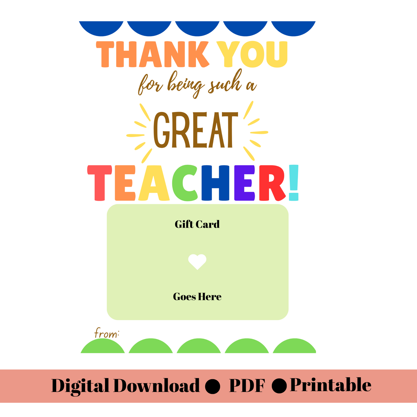 Teacher Thank You GC Holder