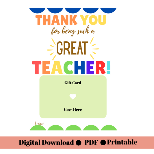 Teacher Thank You GC Holder
