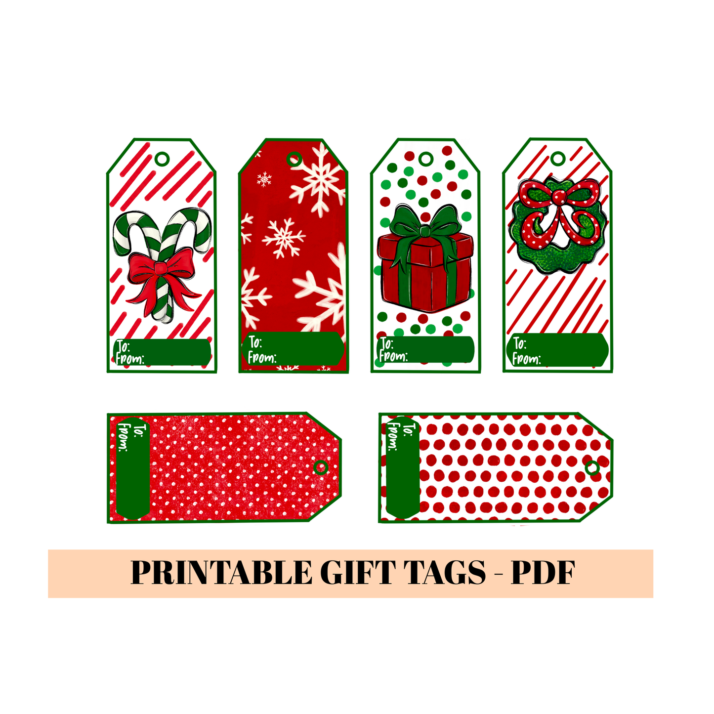 Printable Christmas Gift Tag Bundle – Holiday & Faith Designs