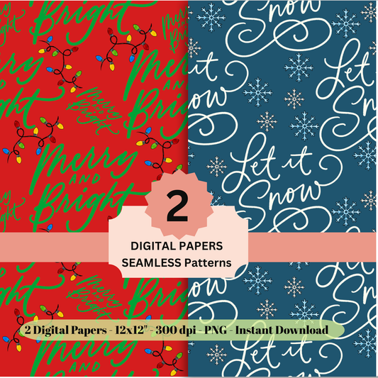 Merry and Bright/Let it Snow Digital Papers