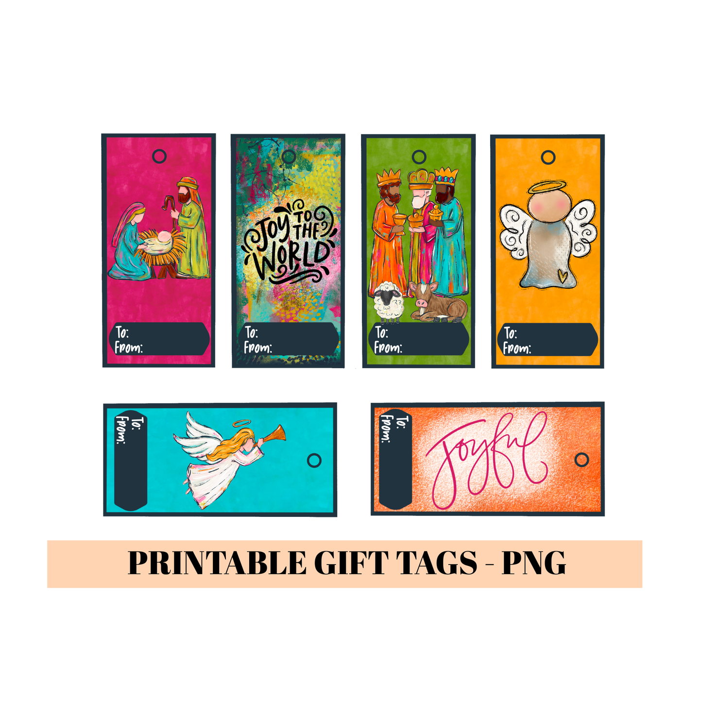 Printable Christmas Gift Tag Bundle PNG – Holiday & Faith Designs
