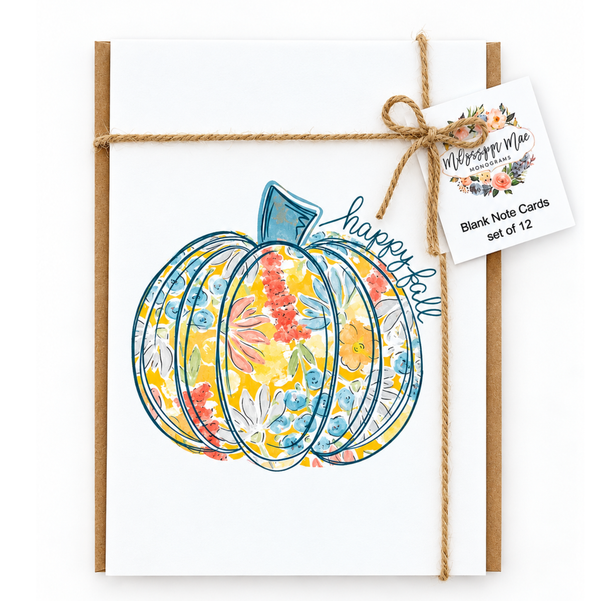 Floral Pumpkin Note Cards (Set of 12)