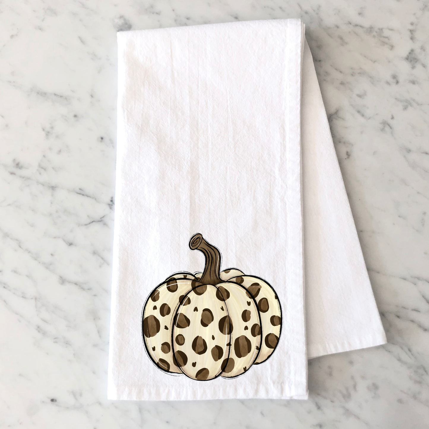 Cream Leopard Pumpkin Kitchen Towel
