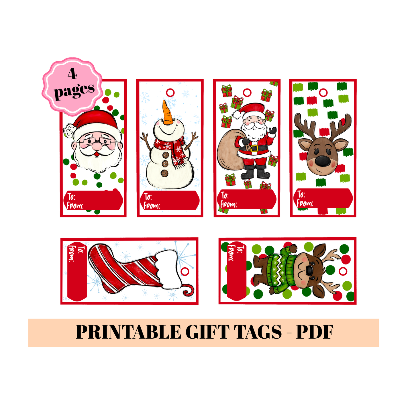 Printable Christmas Gift Tag Bundle – Holiday & Faith Designs
