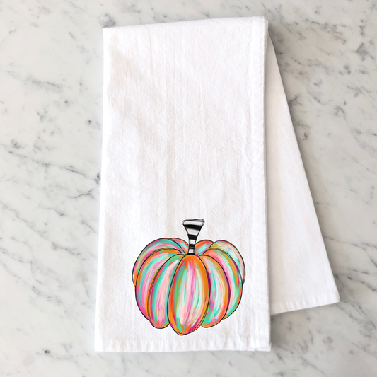 Funky Stripe Pumpkin Kitchen Towel