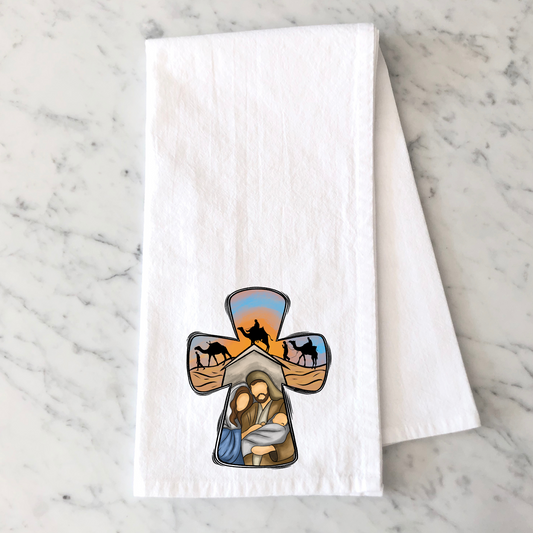 Nativity Cross Kitchen Towel