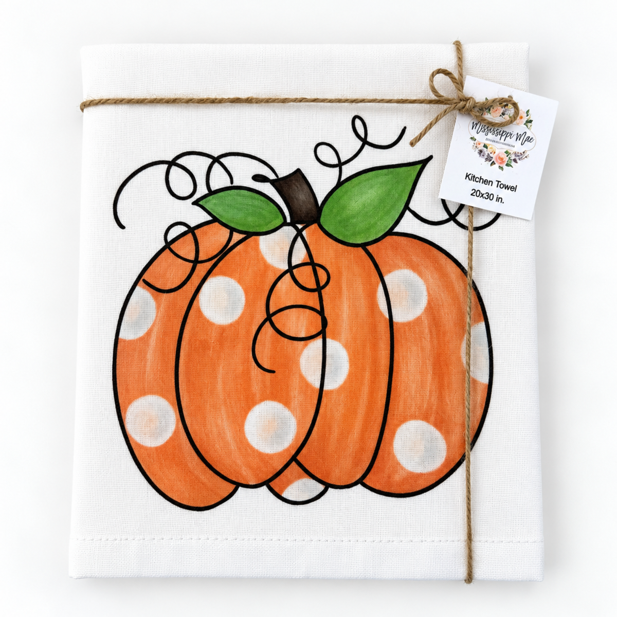 Polka Dot Pumpkin Kitchen Towel