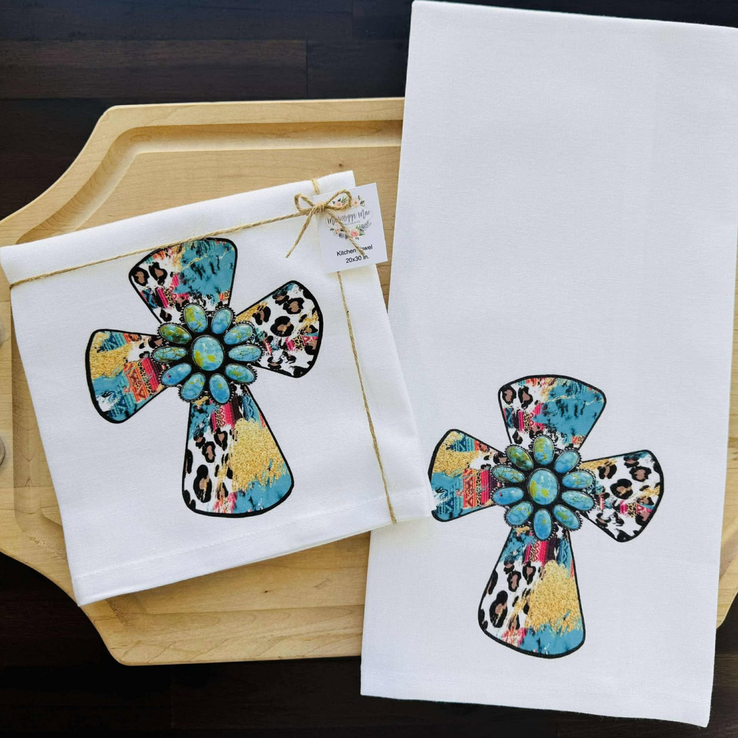 Turquoise Cross Kitchen Towel