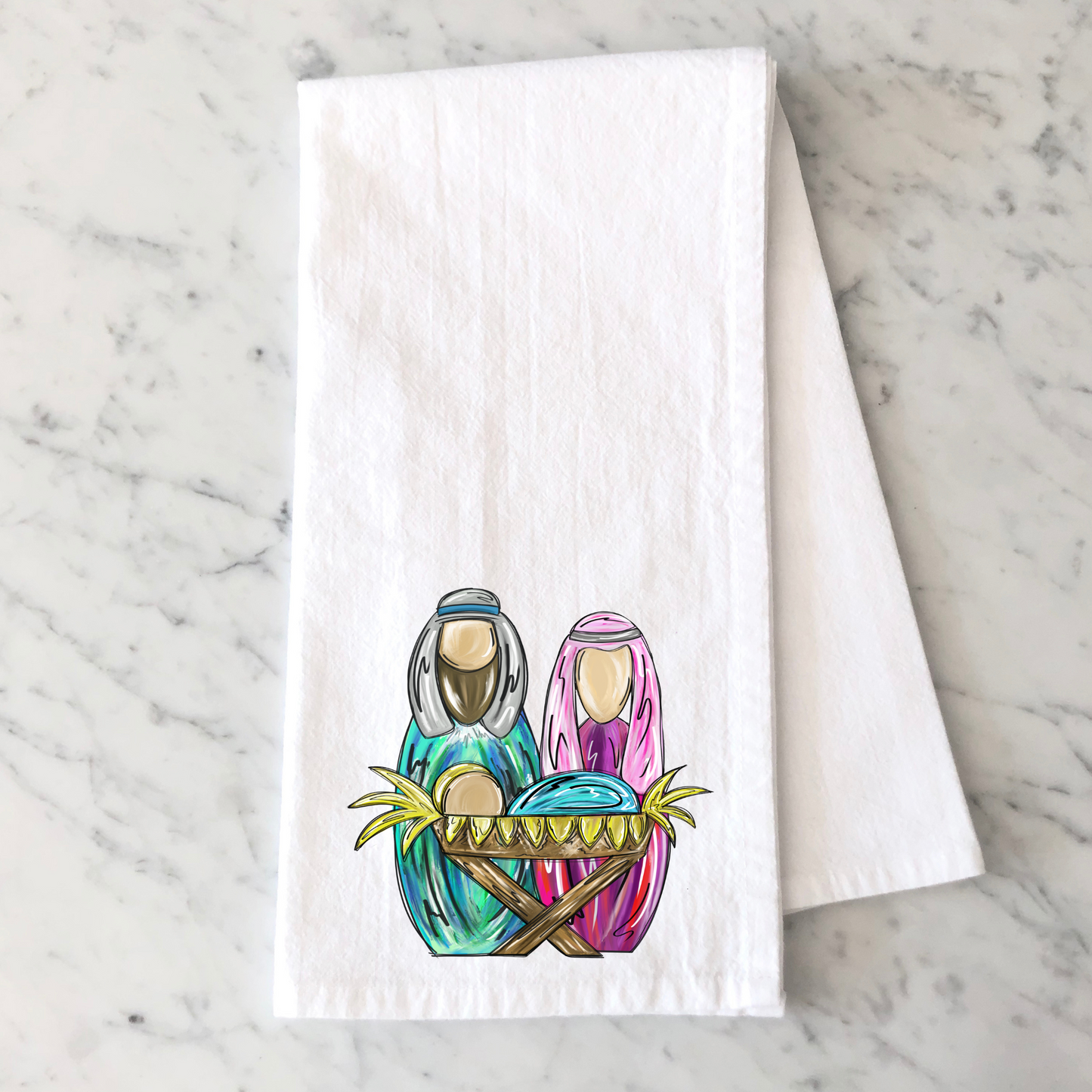 Colorful Nativity Kitchen Towel