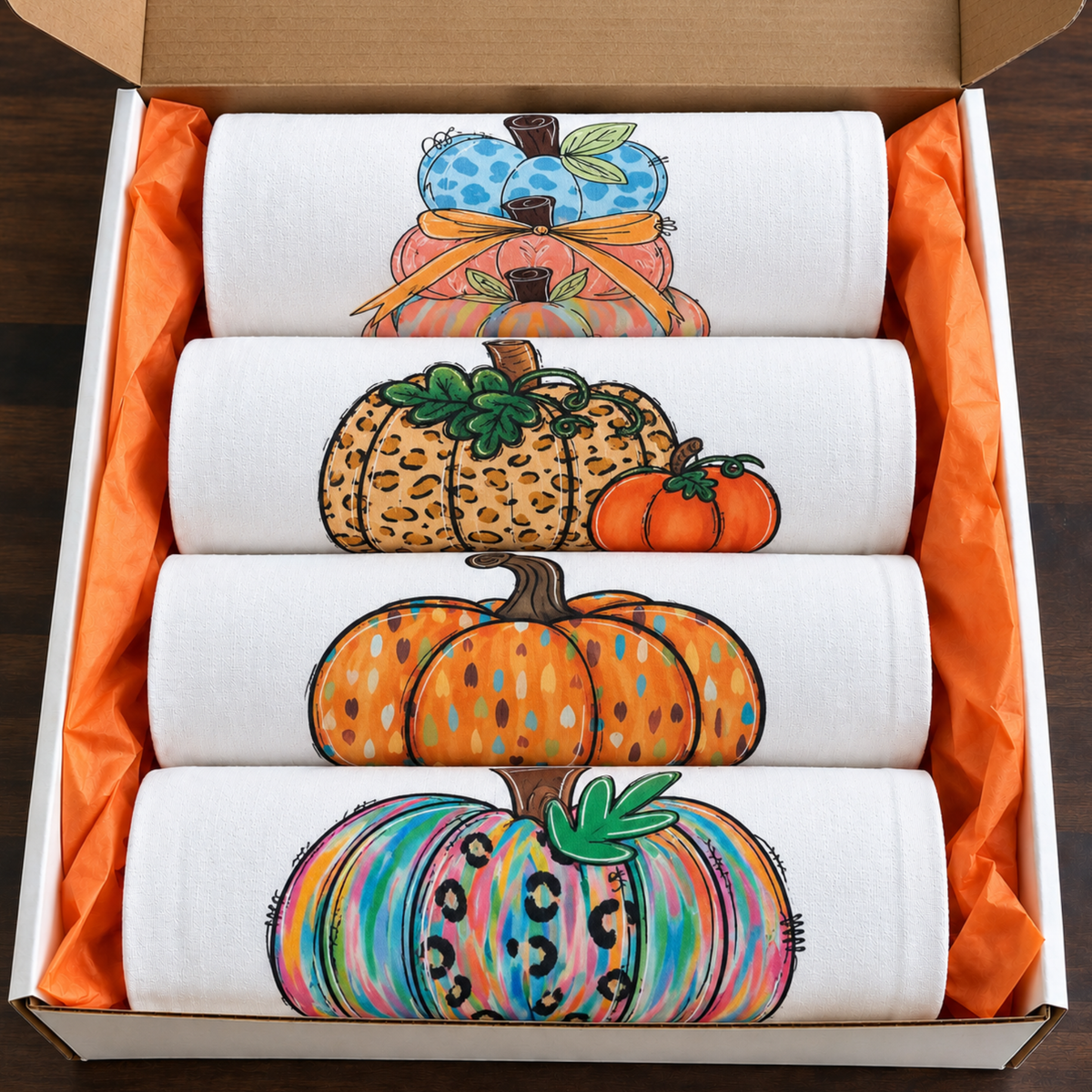 Fall Kitchen Towel Gift Box Set | 4 Towels