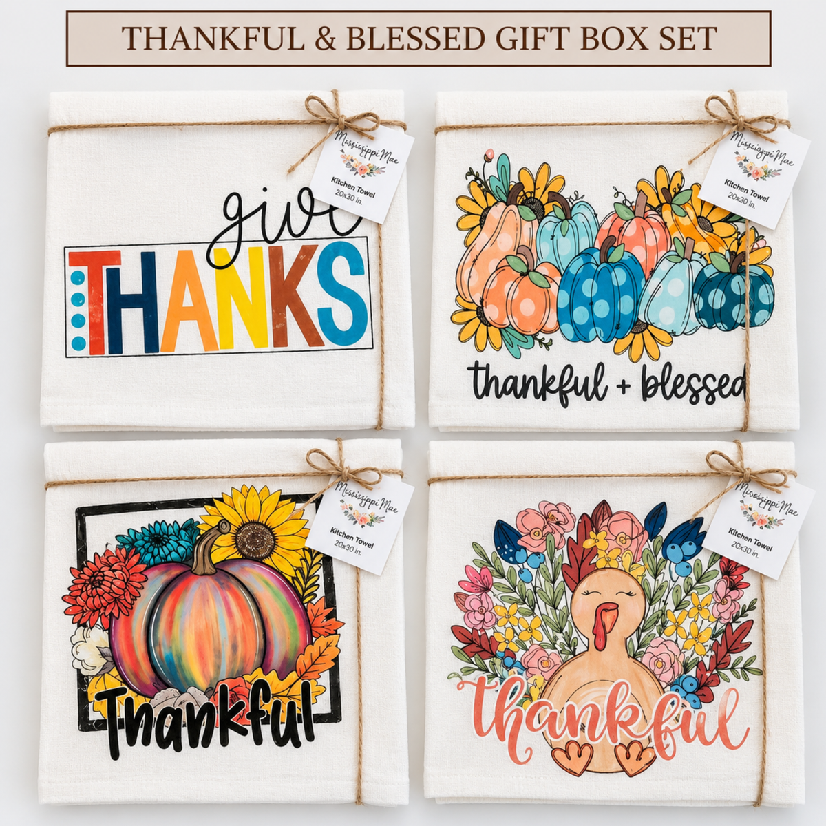 Fall Kitchen Towel Gift Box Set | 4 Towels