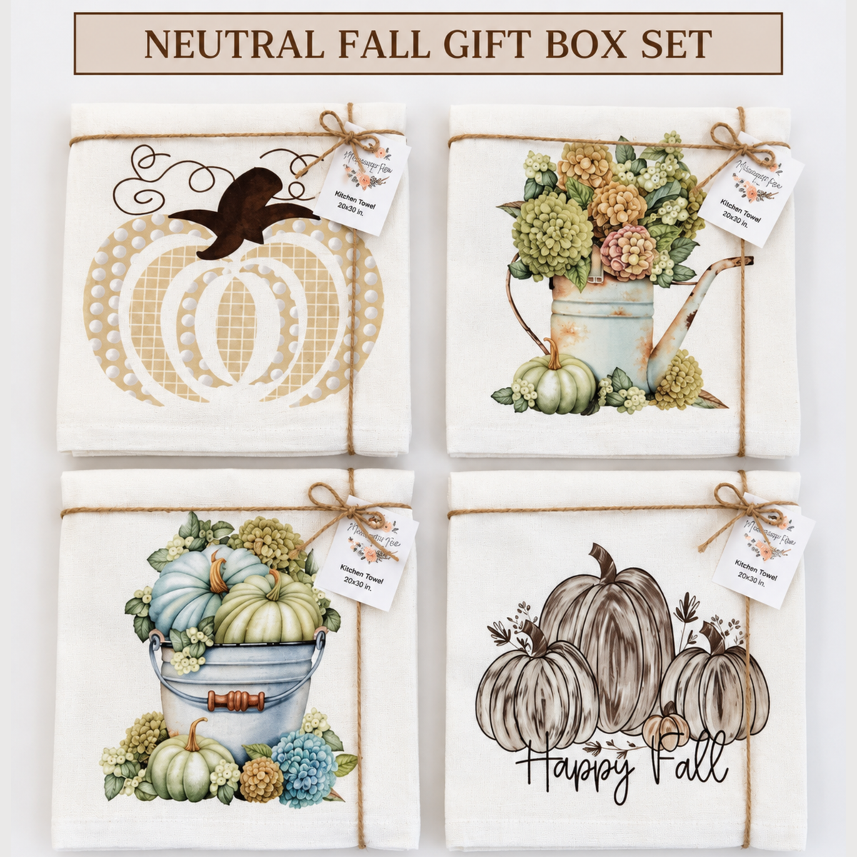 Fall Kitchen Towel Gift Box Set | 4 Towels