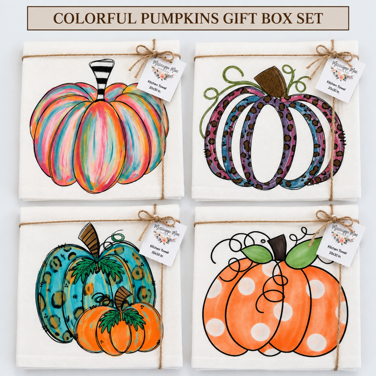 Fall Kitchen Towel Gift Box Set | 4 Towels