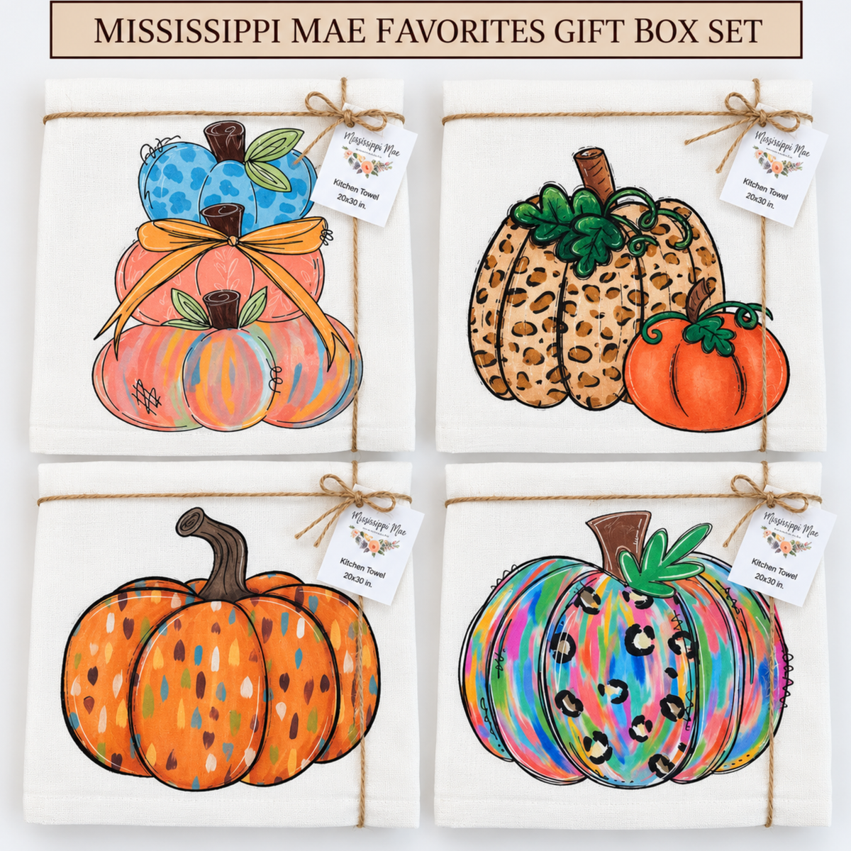 Fall Kitchen Towel Gift Box Set | 4 Towels