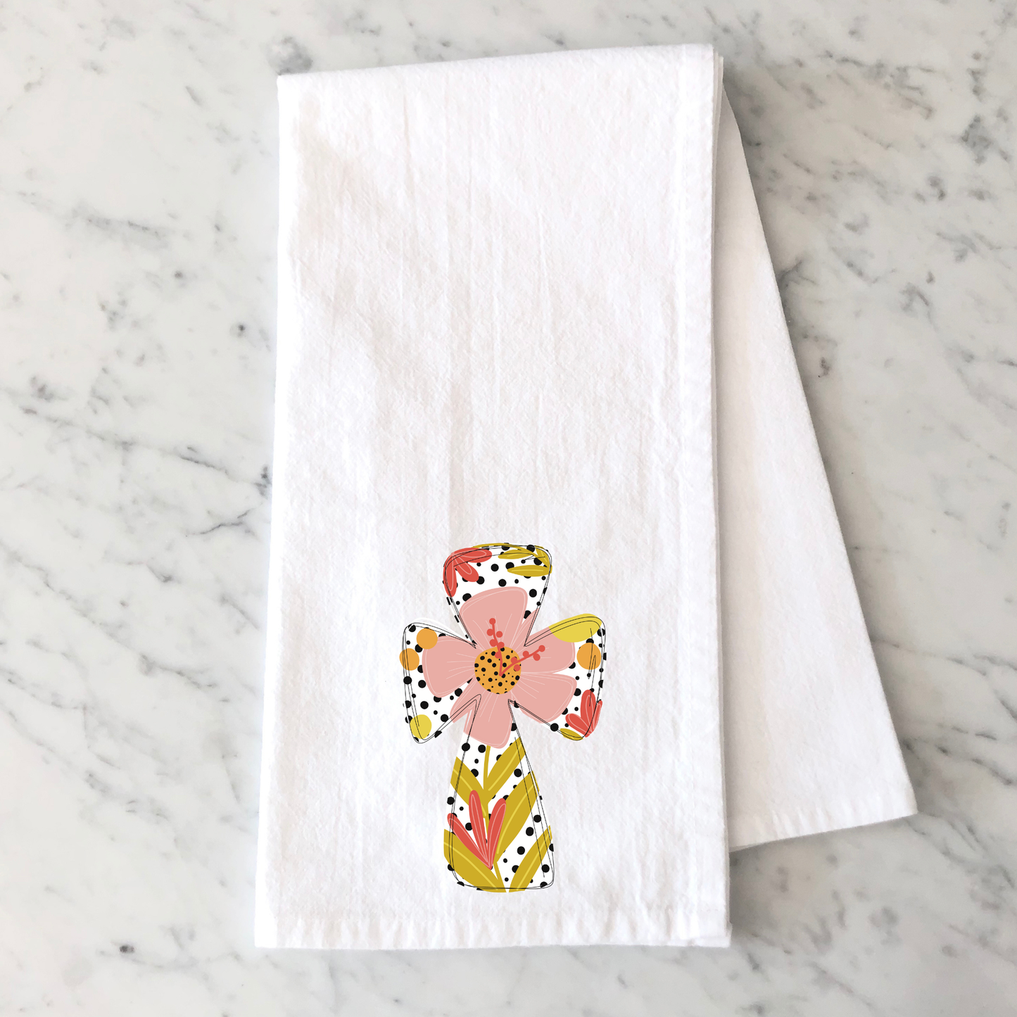 Dot Flower Cross Kitchen Towel