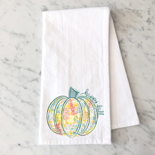 Floral Pumpkin Kitchen Towel
