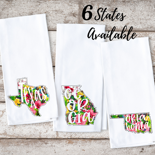 Floral State Kitchen Towel (Multiple States)